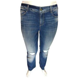 Women Blue Mid Rise Boot Cut Distressed Pant